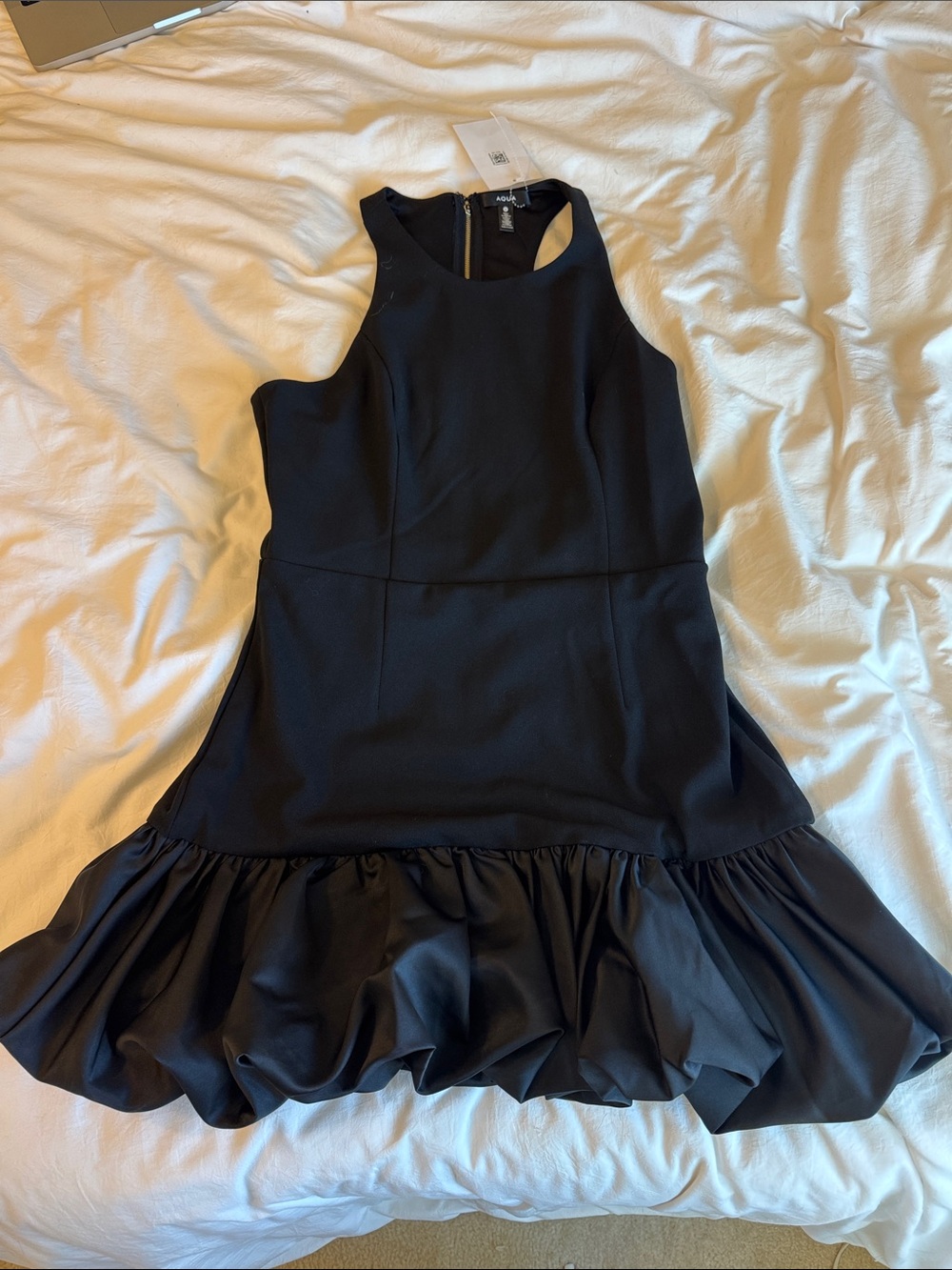 Aqua Black Sleeveless Dress with Gold Zipper